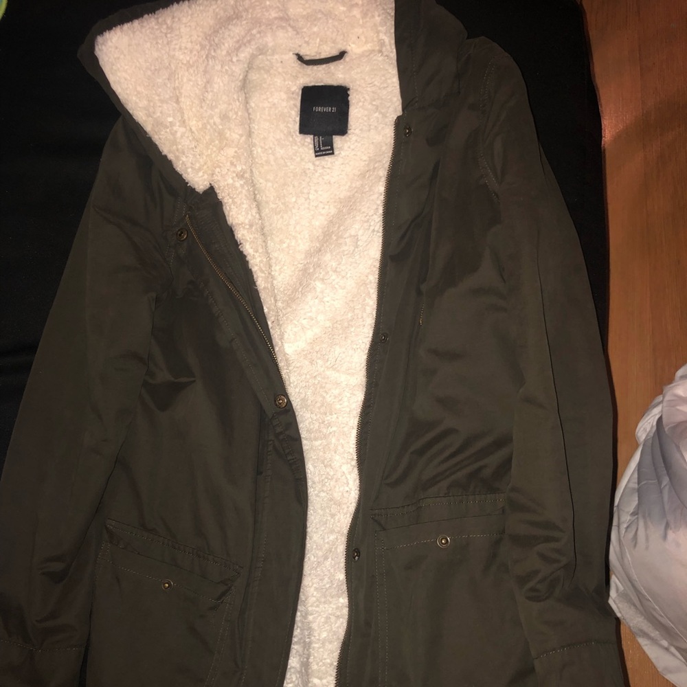 Cute fury olive green jacket